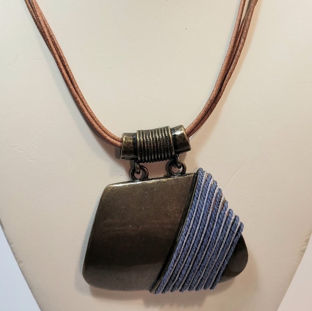 Chico's Denim Pendant Choker Necklace